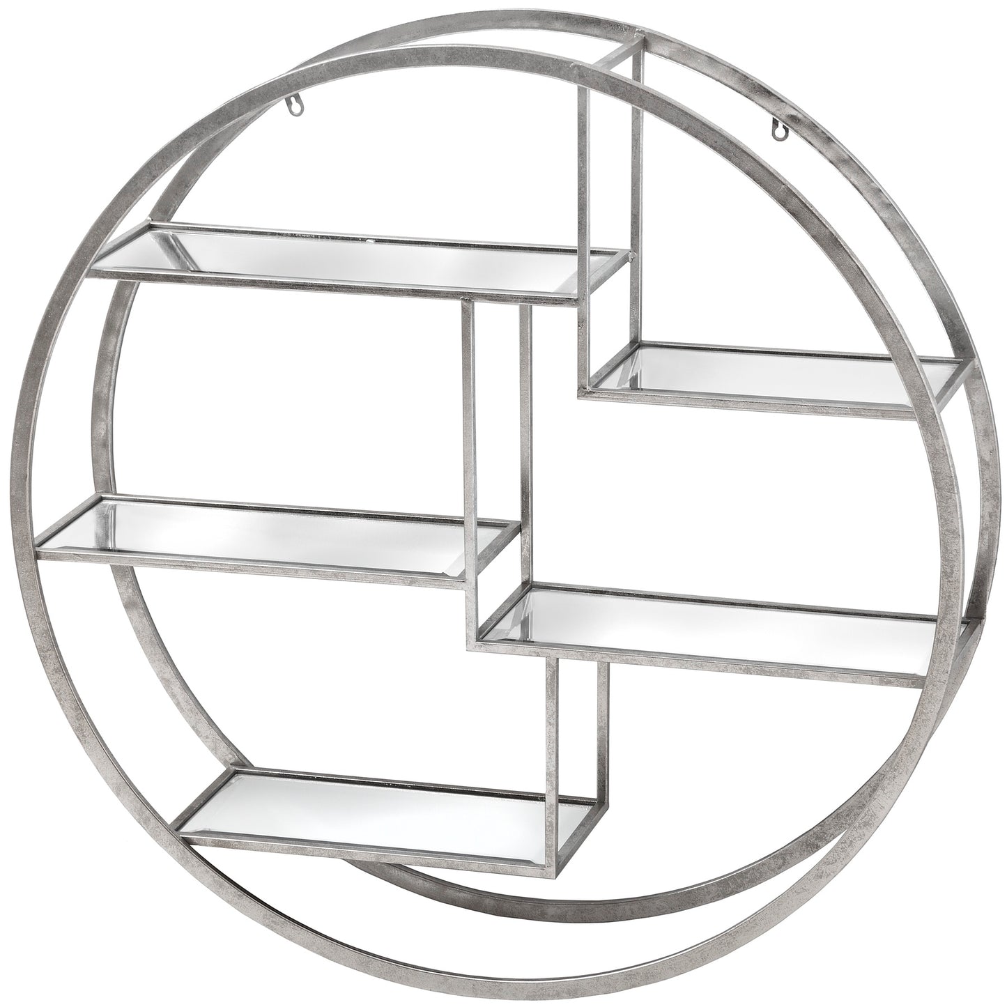 Present your accessories on this stylish circular wall shelf. Dimensions: 22L x 92W x 92H
