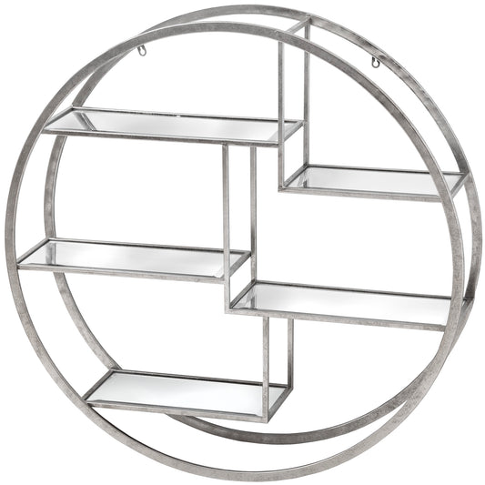 Present your accessories on this stylish circular wall shelf.  Dimensions: 22L x 92W x 92H