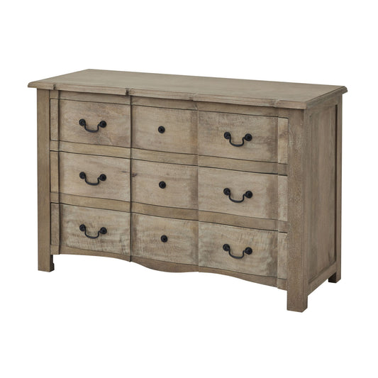 Evoking a classic style, the elegant hard wood, Coppell collection offers all the elegance of French style furniture combined with contemporary touches. This stylish 3 drawer chest boasts lots of storage space behind an elegant, handcrafted hard wood exterior.  Dimensions; 48L x 120W x 78H