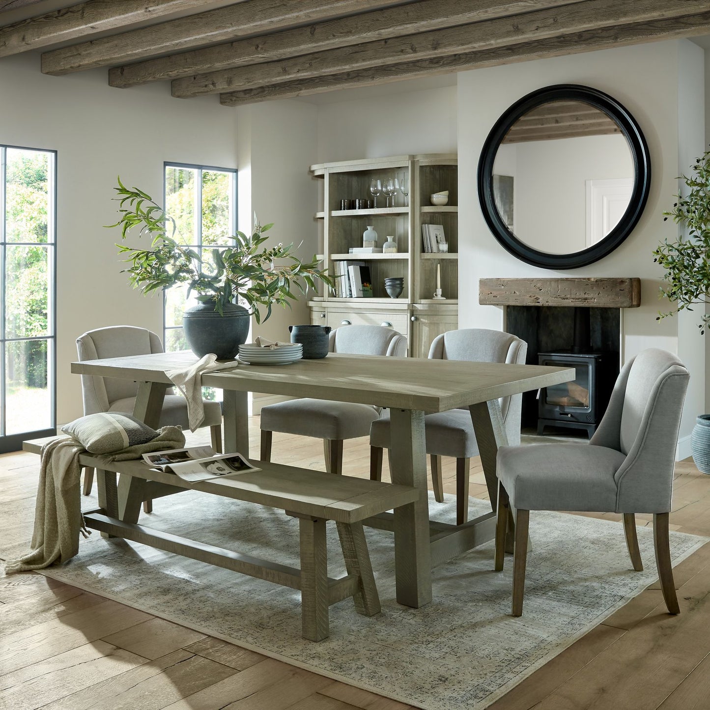 Bentley Wood Round Framed Large Mirror