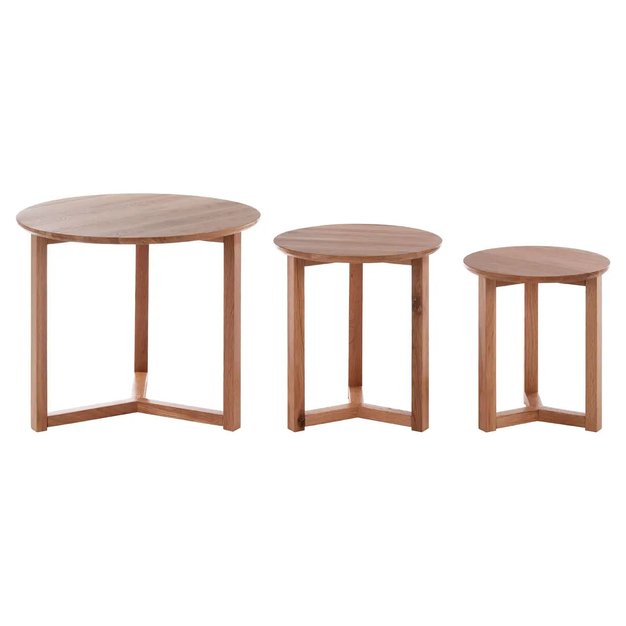 Venus Set Of 3 Oak Wood Side Tables
