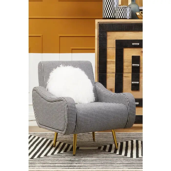 Heather Black And White Checked Armchair