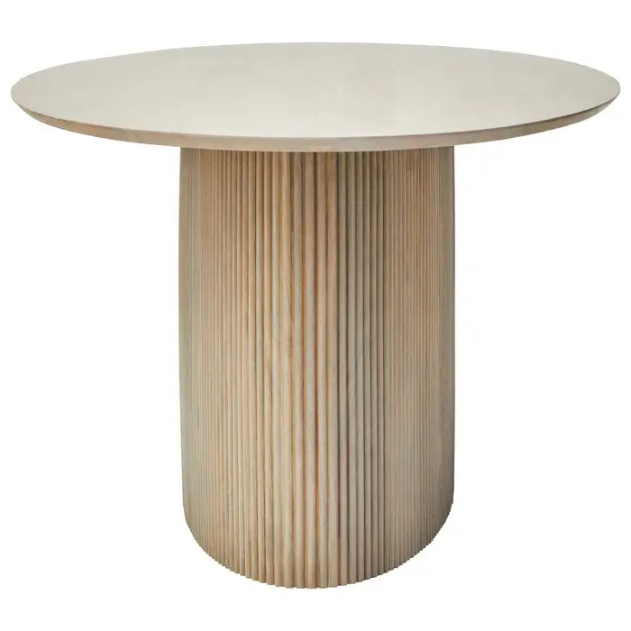 Tiempo Mango Wood Grey Finish Ridge Detail Oval Dining Table