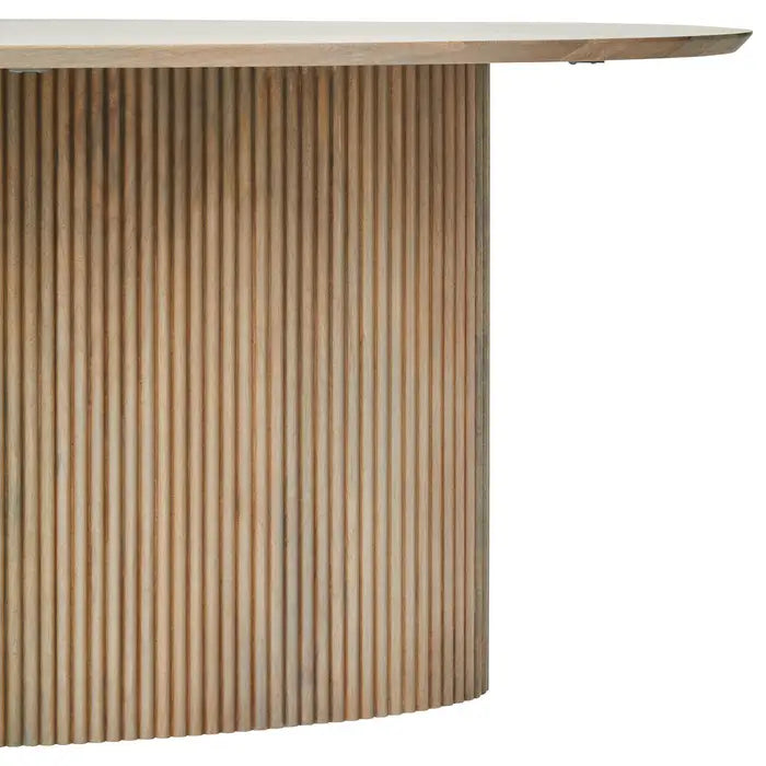Tiempo Mango Wood Grey Finish Ridge Detail Oval Dining Table