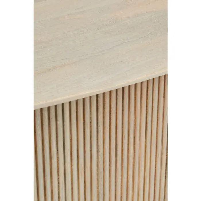 Tiempo Mango Wood Grey Finish Ridge Detail Oval Dining Table