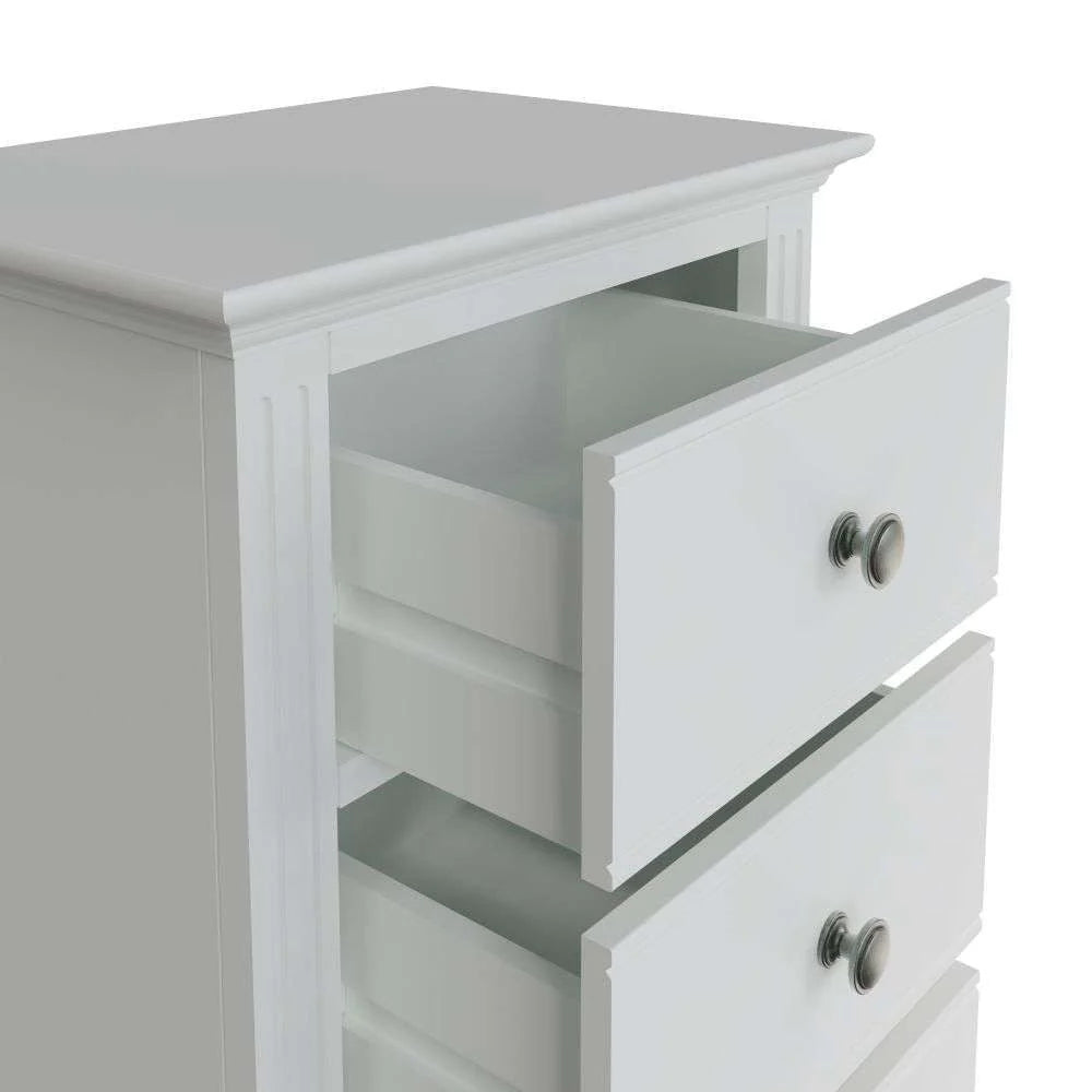 Beatrix Bedroom White - 5 Drawer Narrow Chest