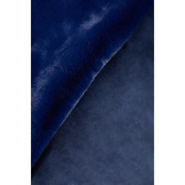 Soft touch fur throw in navy blue.