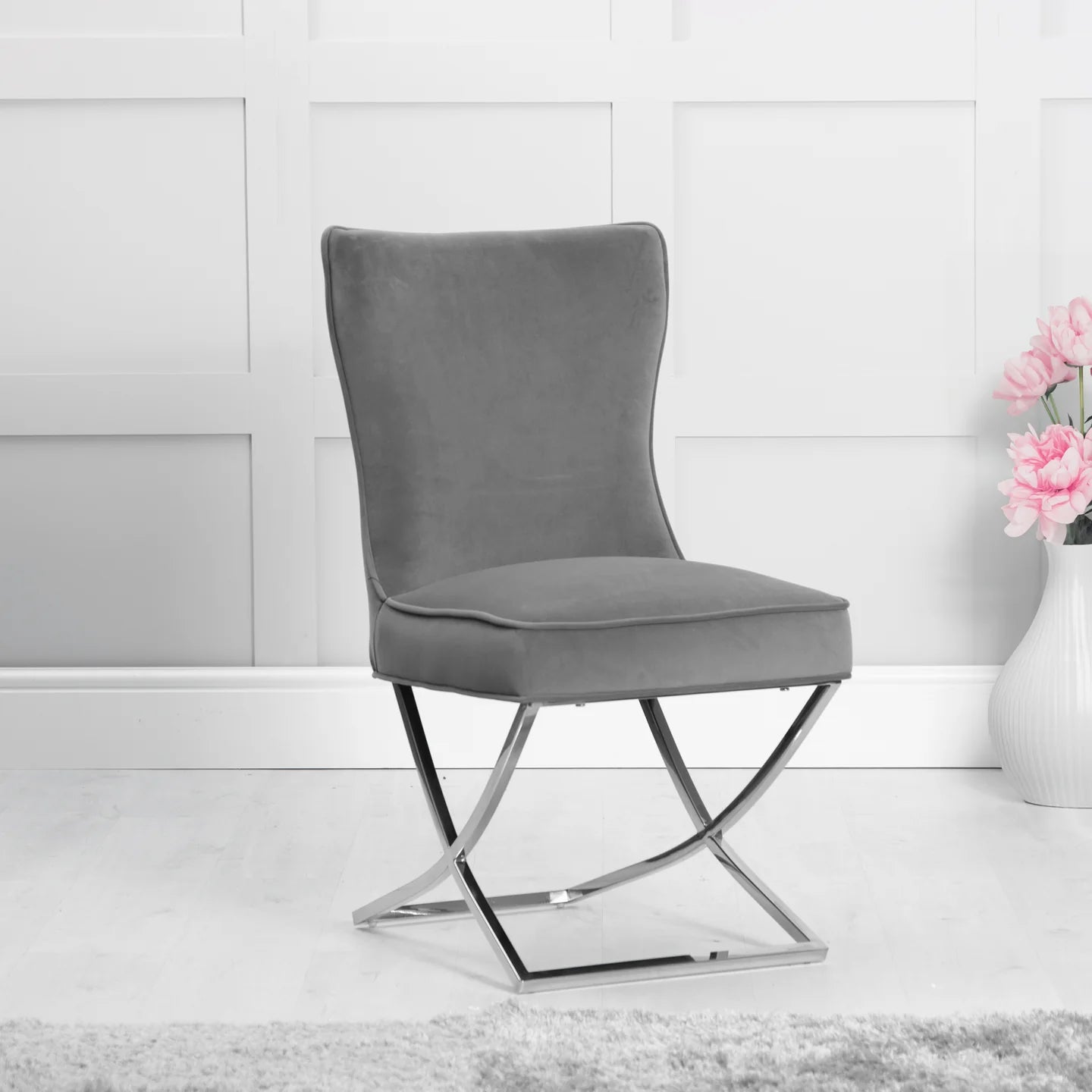 Grey Velvet Dining Chair