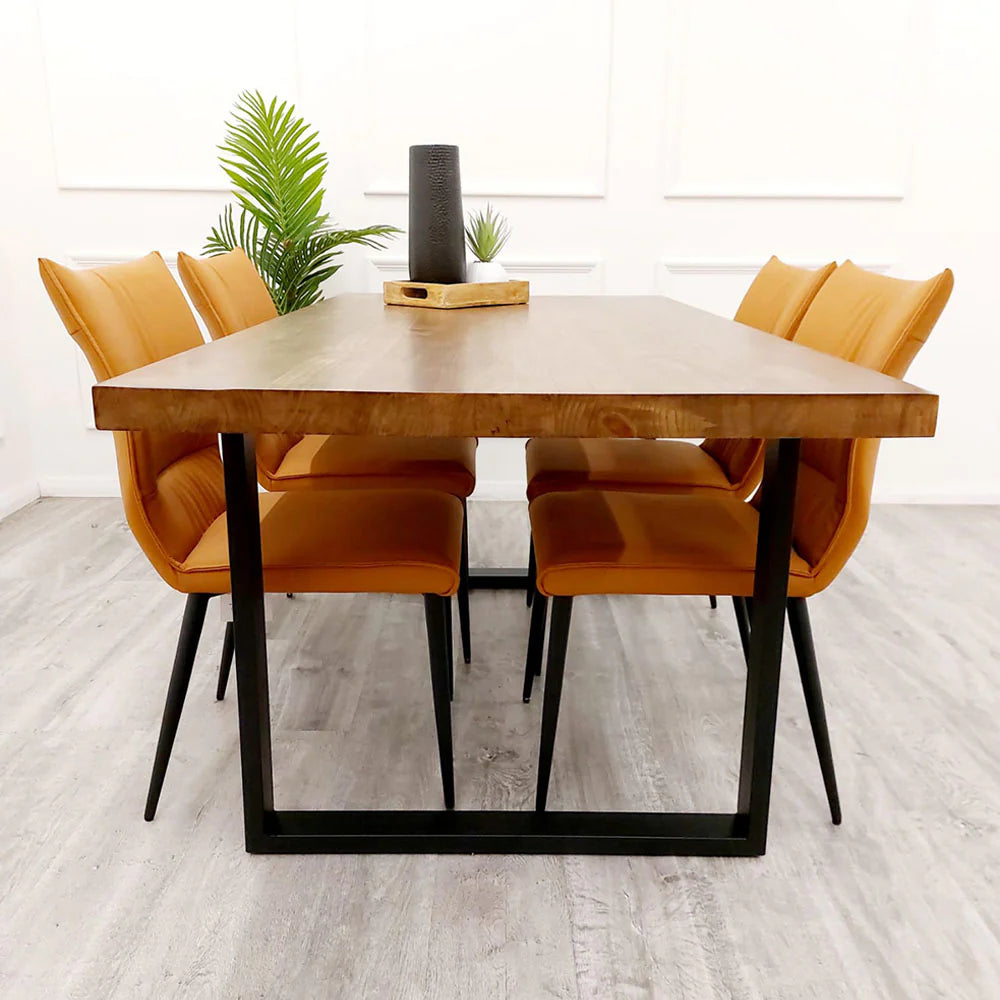 Faye 1.8m Dining Table with 4 Tan Chairs