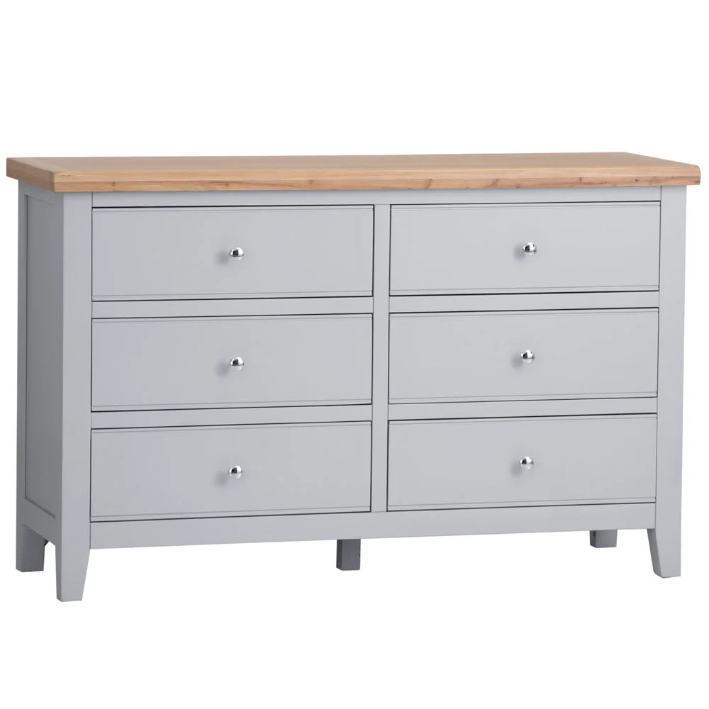 The Ernest range has washed Oak tops and beautifully painted finish. This range has Chrome elements. A warm contemporary design that adds a classic but stylish feel to your home.