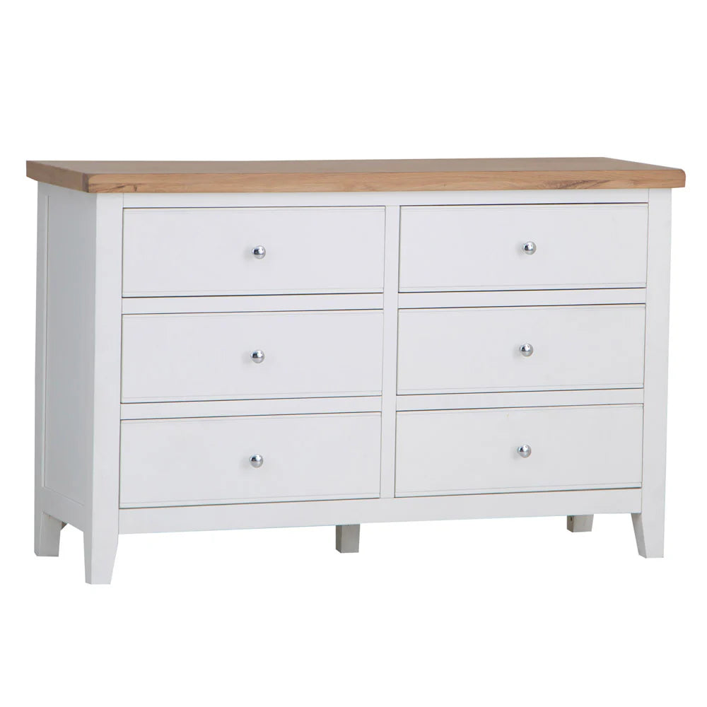 The Ernest range has washed Oak tops and beautifully painted finish. This range has Chrome elements. A warm contemporary design that adds a classic but stylish feel to your home.