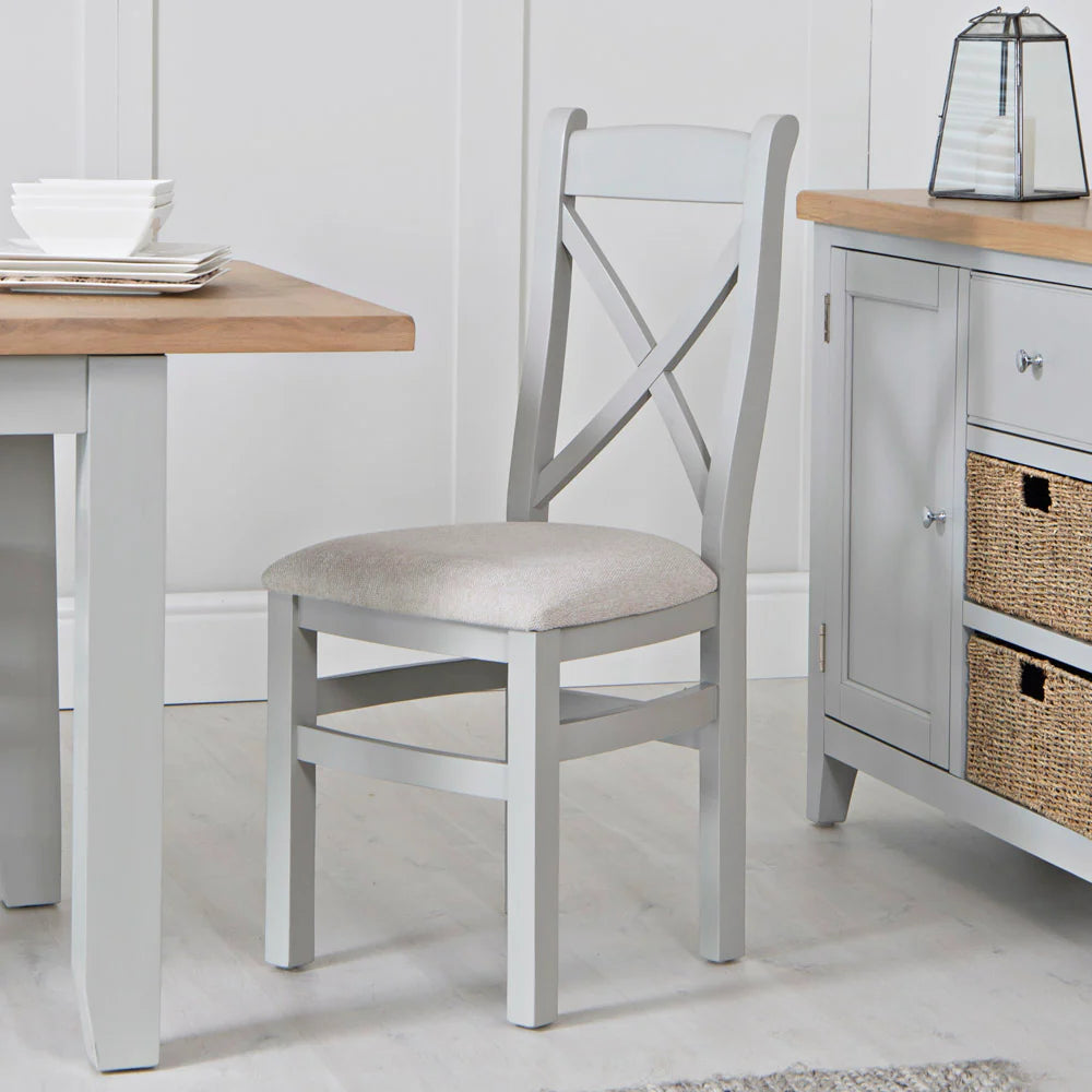 Ernest Dining Grey - Cross back chair fabric seat