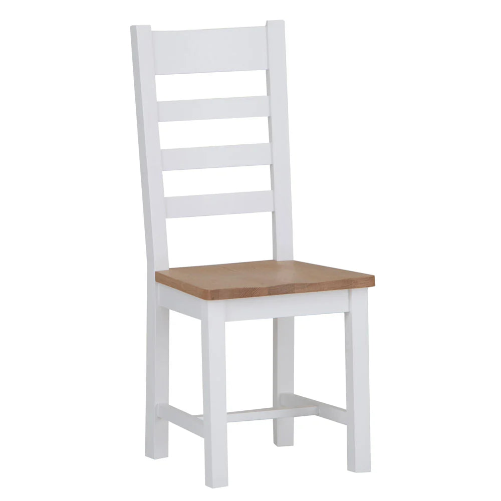 Ernest Dining White - Ladder back chair wooden seat