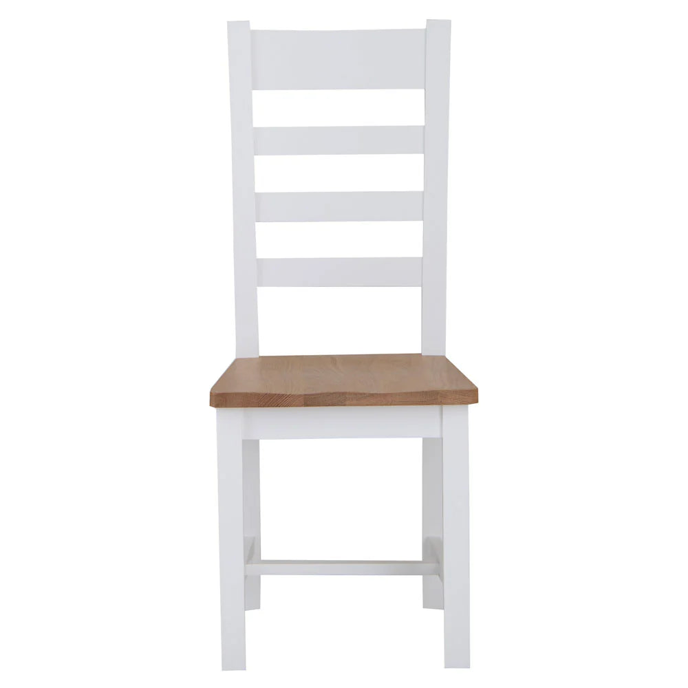 Ernest Dining White - Ladder back chair wooden seat