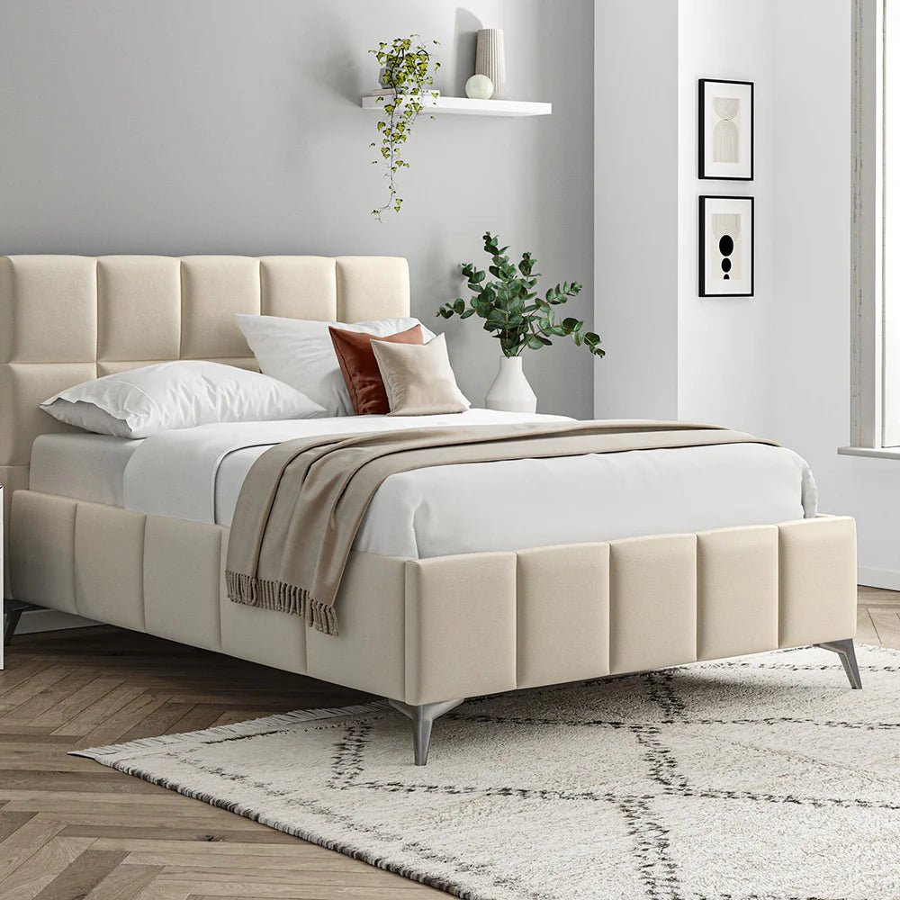 Fabric Bed Brunel Beige - 4'6 Fabric Bedframe