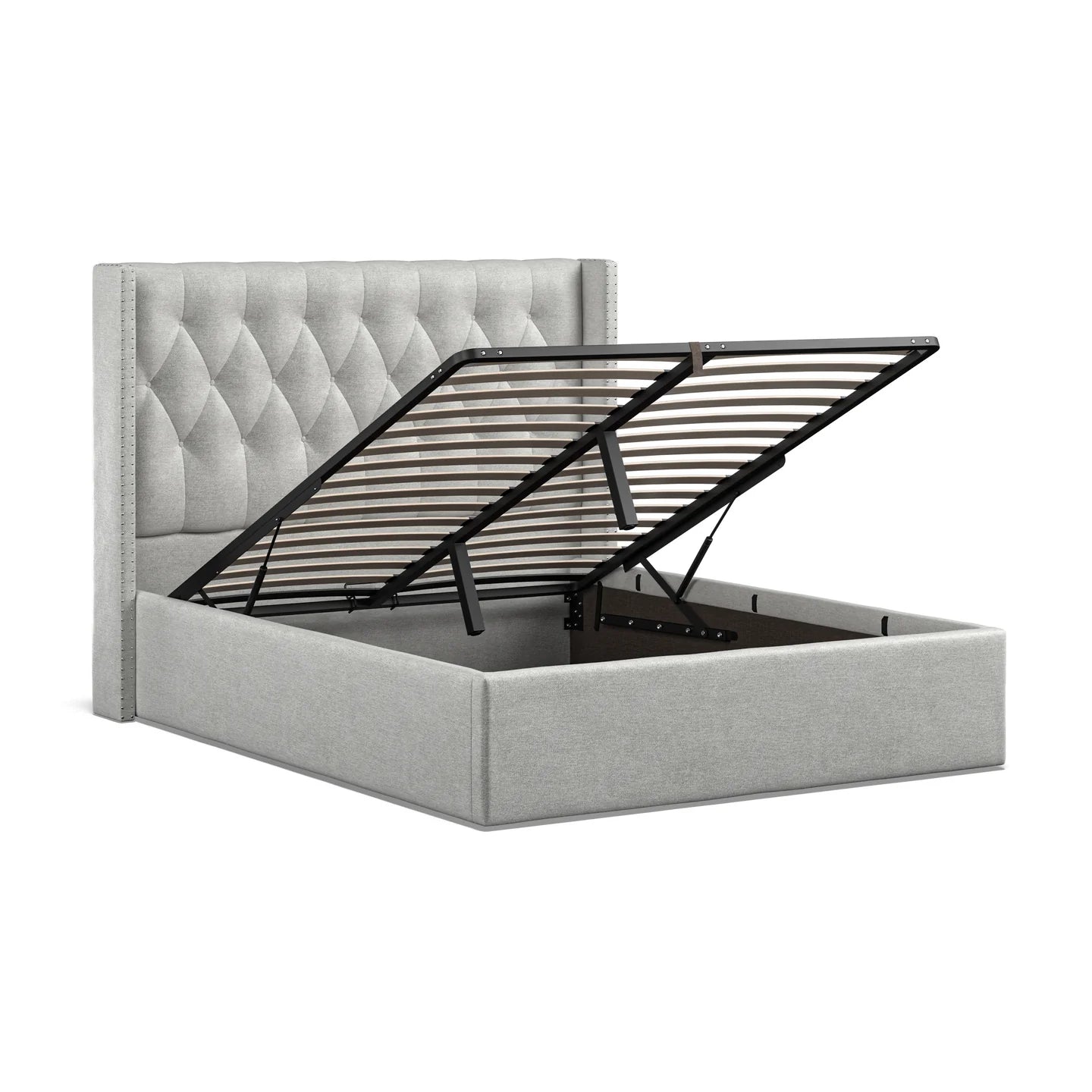 Bordeaux Fabric Bed Grey - 5'0 Fabric Bedframe Ottoman