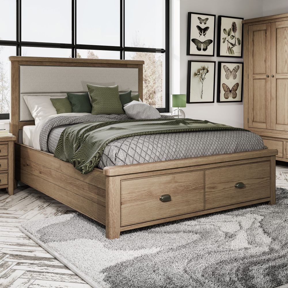 Helix 5'0 Bed with Fabric Headboard and Drawer Footboard