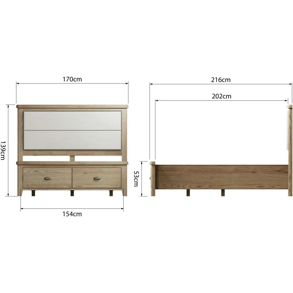 Helix 5'0 Bed with Fabric Headboard and Drawer Footboard