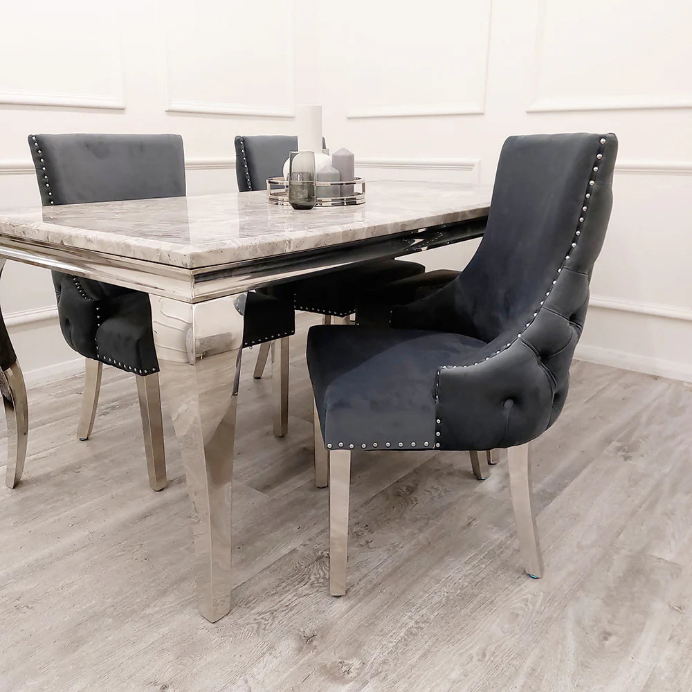 Kingston Velvet Dining Chair In Dark Grey
