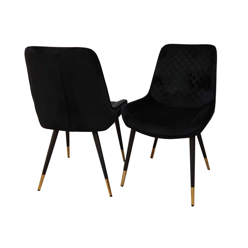Lura Velvet Dining Chair In Black