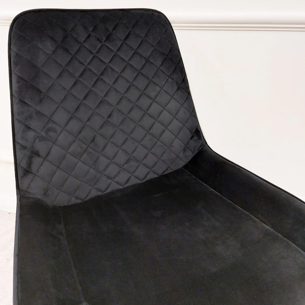 Lura Velvet Dining Chair In Black