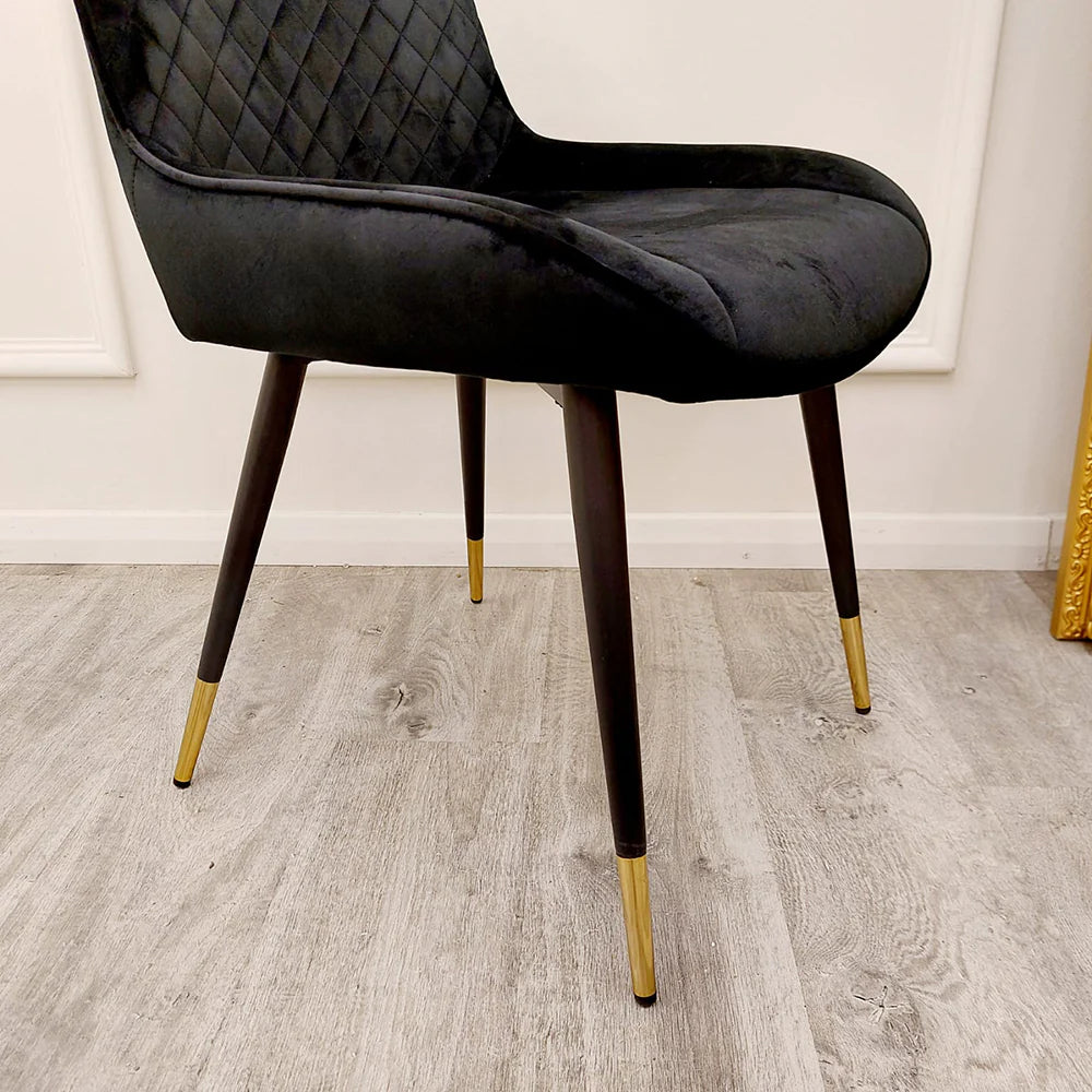 Lura Velvet Dining Chair In Black