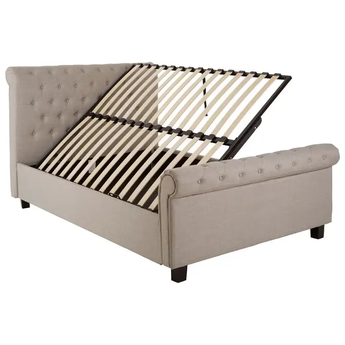 Ontaro Light Grey Ottoman Double Bed