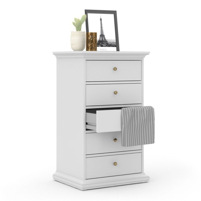 Perth Chest Of 5 Drawers In White
