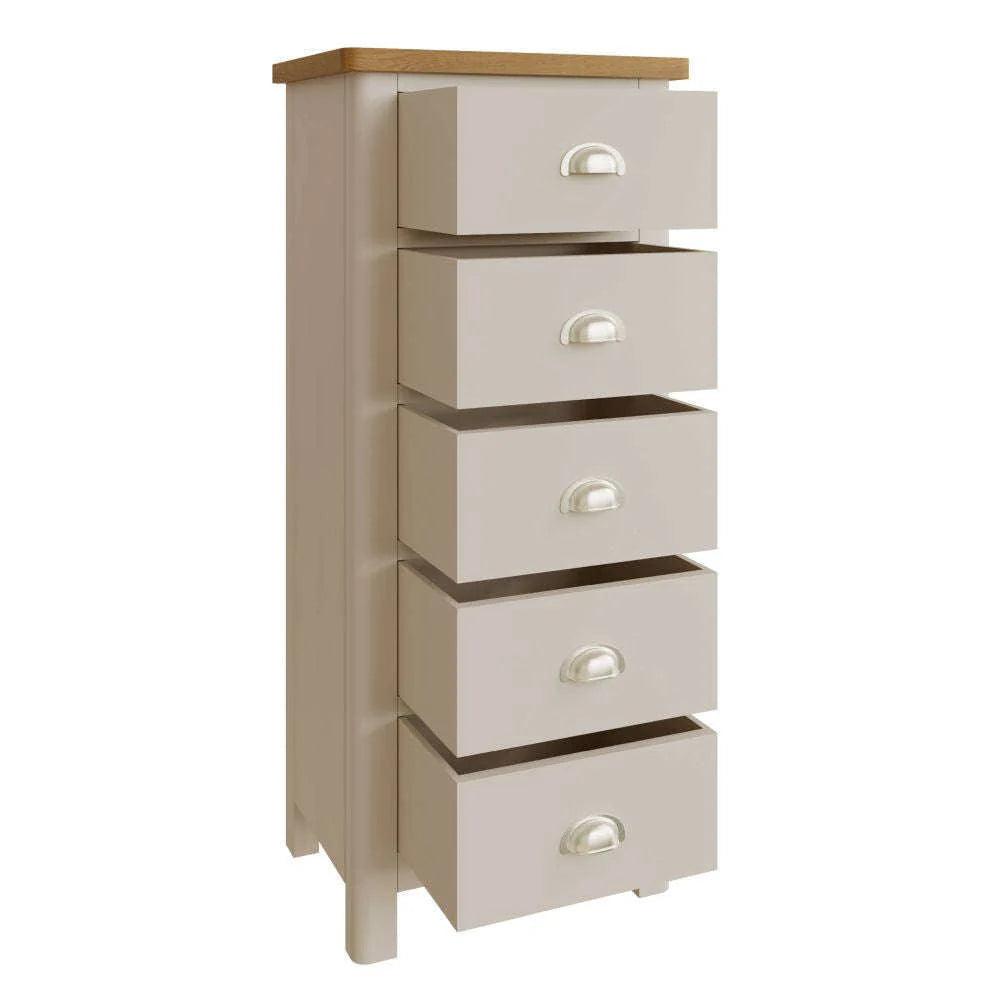 Realto Bedroom Truffle - 5 Drawer Narrow Chest