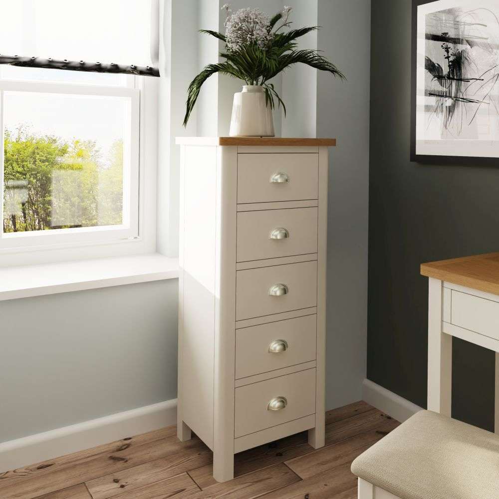 Realto Bedroom Truffle - 5 Drawer Narrow Chest
