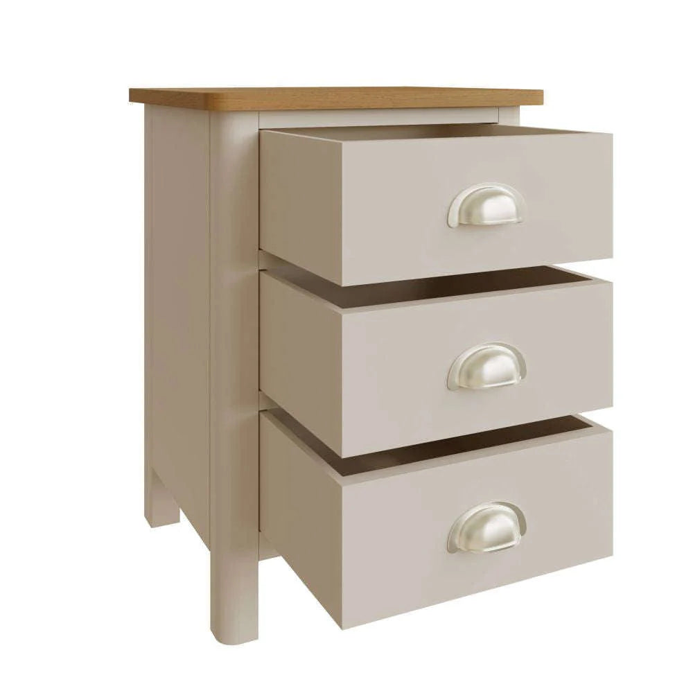 Realto Bedroom Truffle - 3 Drawer Bedside