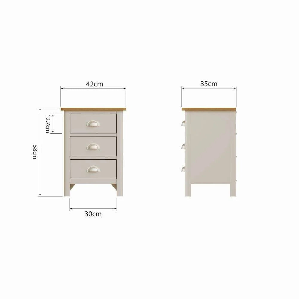 Realto Bedroom Truffle - 3 Drawer Bedside