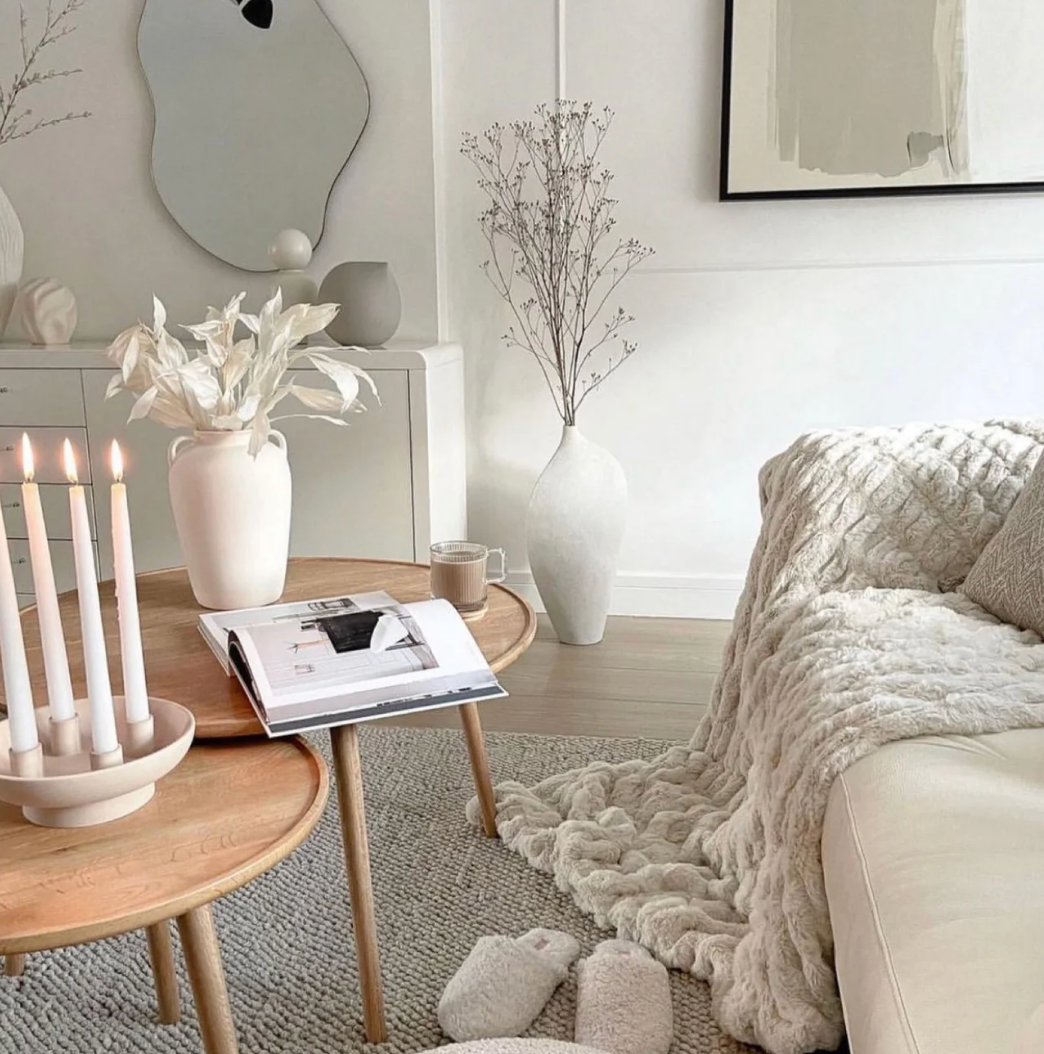 White/ Ivory or Biscuit Sharpei Faux Fur Throw