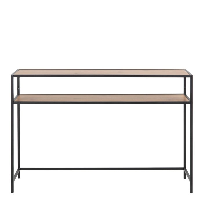 Senford Black Metal Console Table with Oak Top