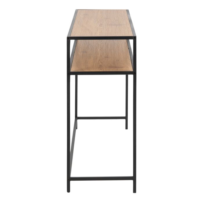 Senford Black Metal Console Table with Oak Top