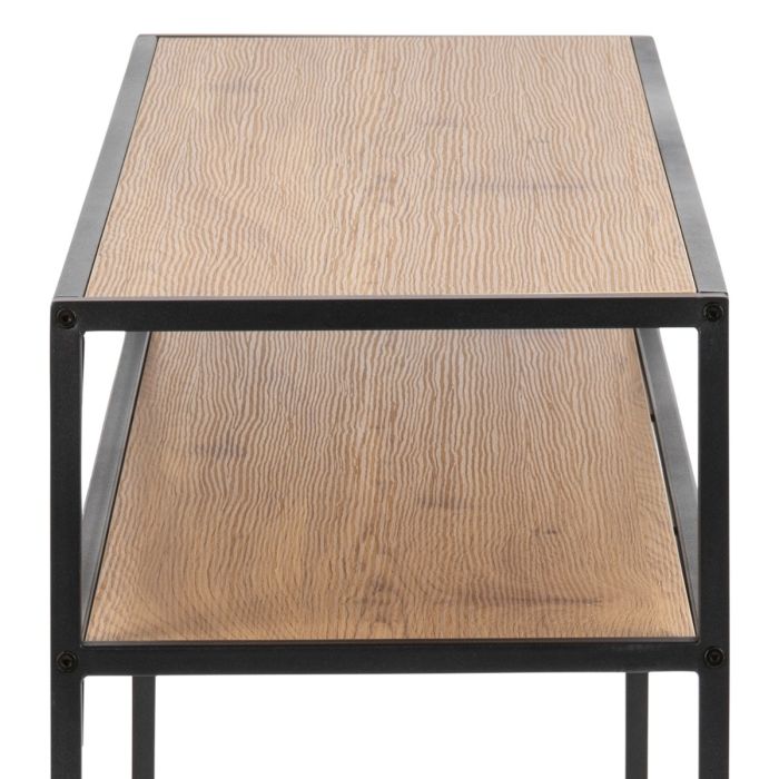 Senford Black Metal Console Table with Oak Top