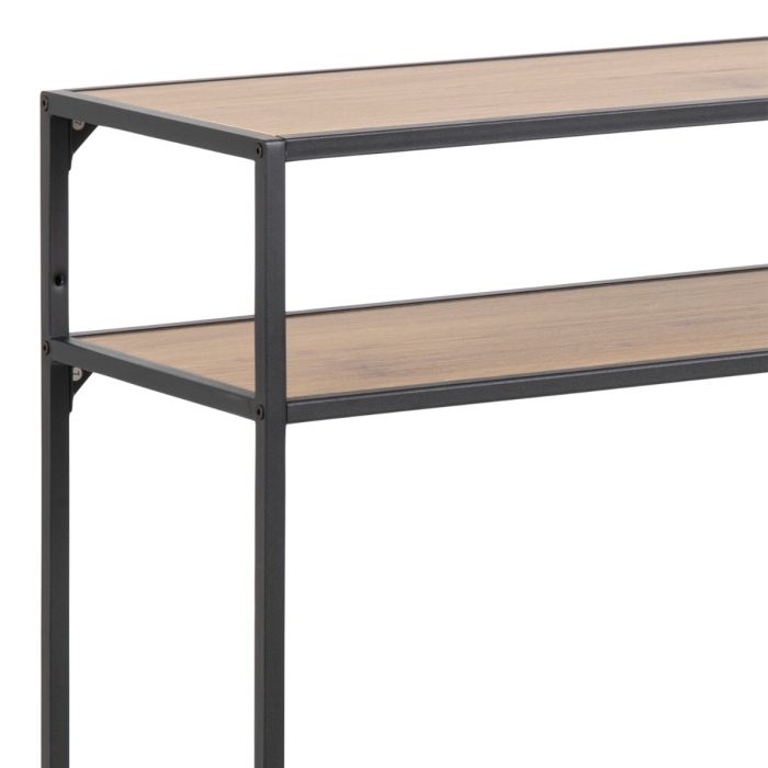 Senford Black Metal Console Table with Oak Top