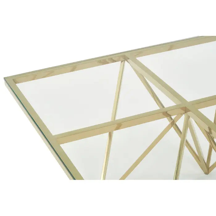 Gold finish with glass top coffee table.