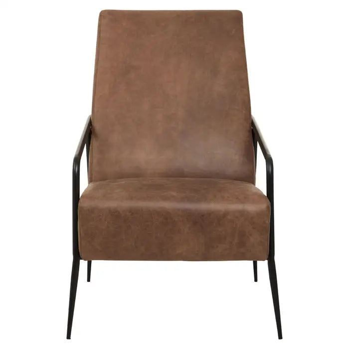 Hill Brown Leather Chair With Tapered Back