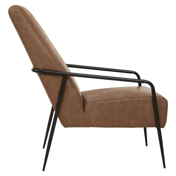 Hill Brown Leather Chair With Tapered Back