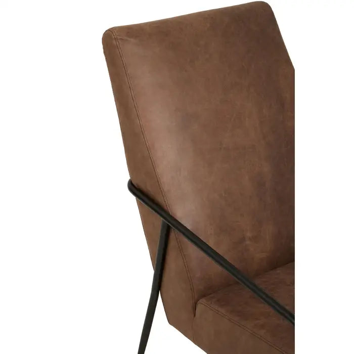 Hill Brown Leather Chair With Tapered Back