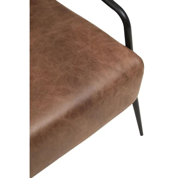 Hill Brown Leather Chair With Tapered Back