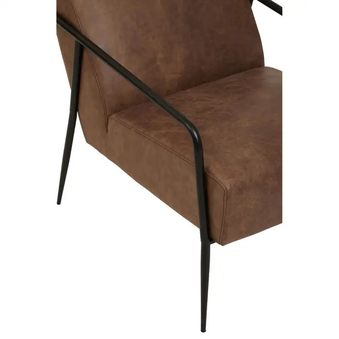 Hill Brown Leather Chair With Tapered Back
