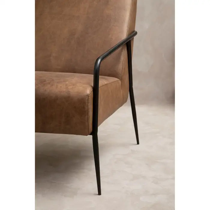 Hill Brown Leather Chair With Tapered Back