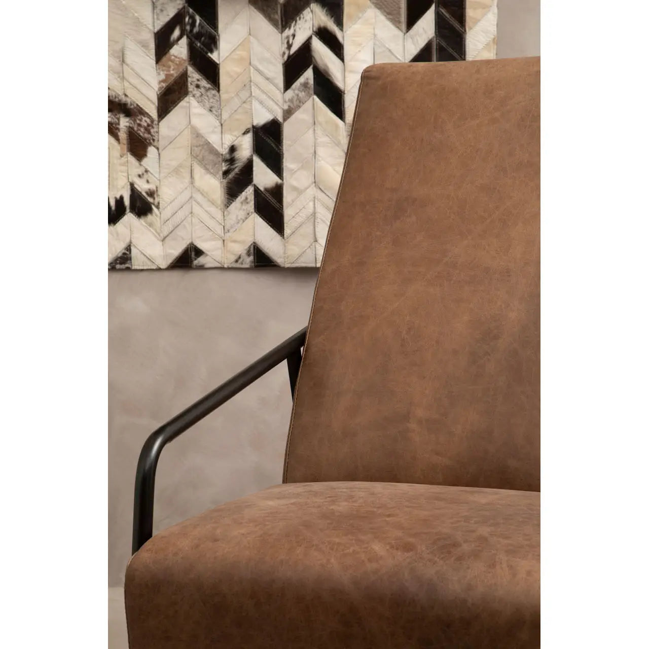 Hill Brown Leather Chair With Tapered Back