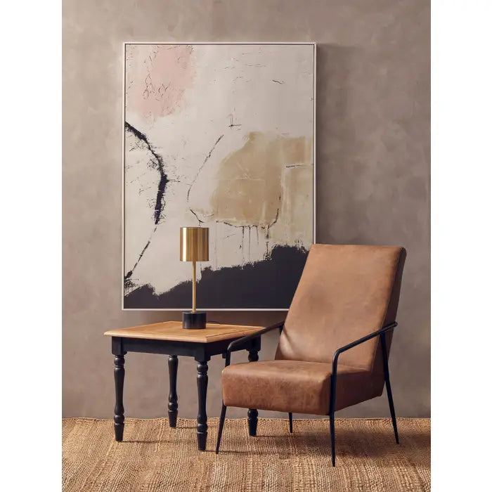 Hill Brown Leather Chair With Tapered Back