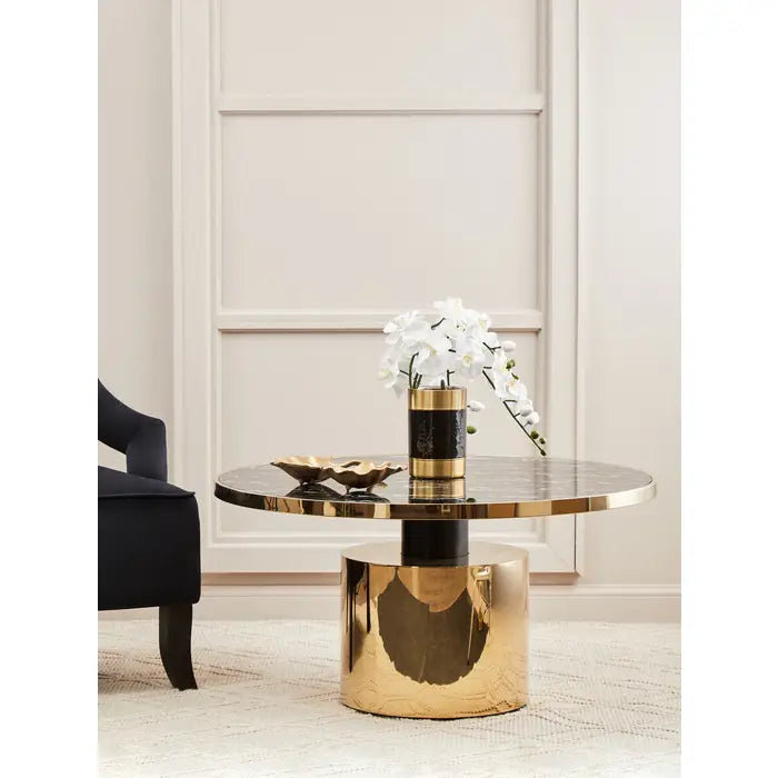 Aria Black Marble Effect Gold Base Coffee Table