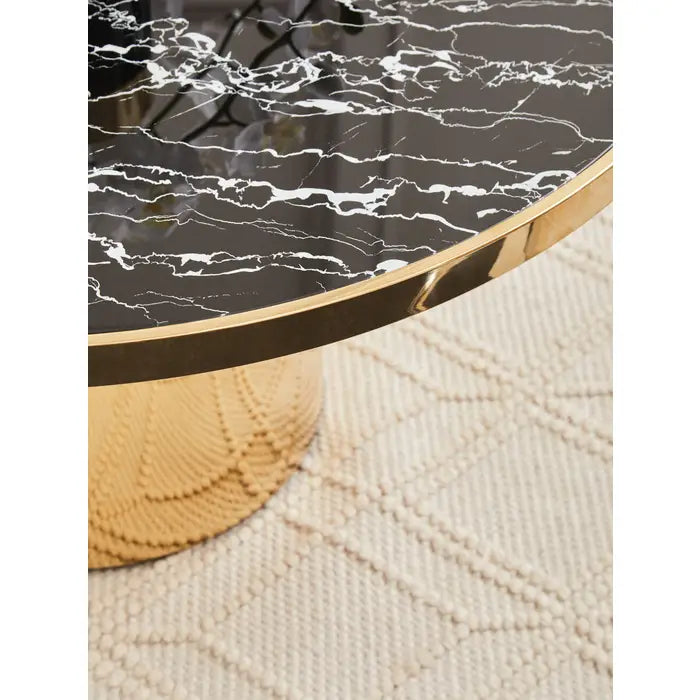 Aria Black Marble Effect Gold Base Coffee Table