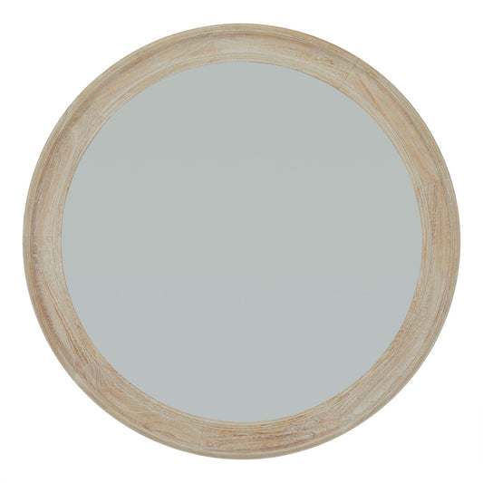 Washed Wood Large Round Mirror