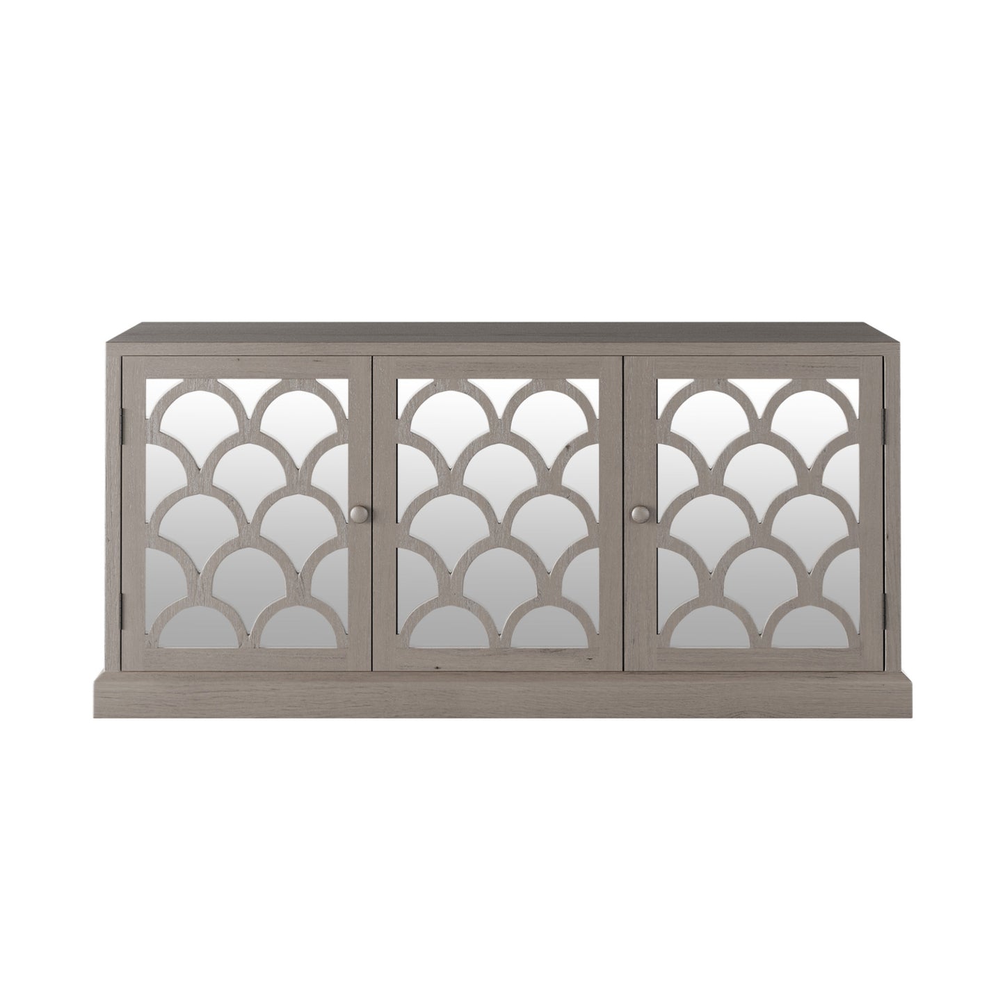 Crafted from durable oak, this natural wood sideboard with 3 doors has warm, earthy tones and distinct grain patterns.